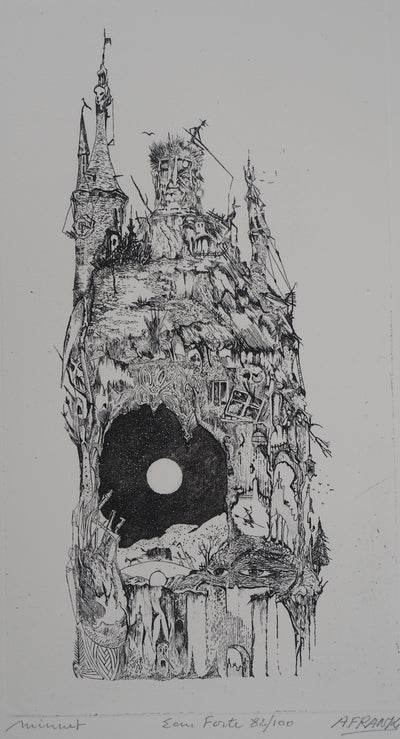 A FRANK : Château de Minuit - Gravure (détail)
