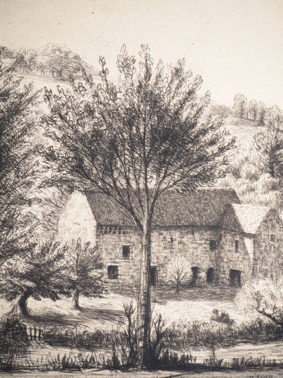 Jean FRELAUT : Occitanie : Moulin de Bernard - Gravure (détail)