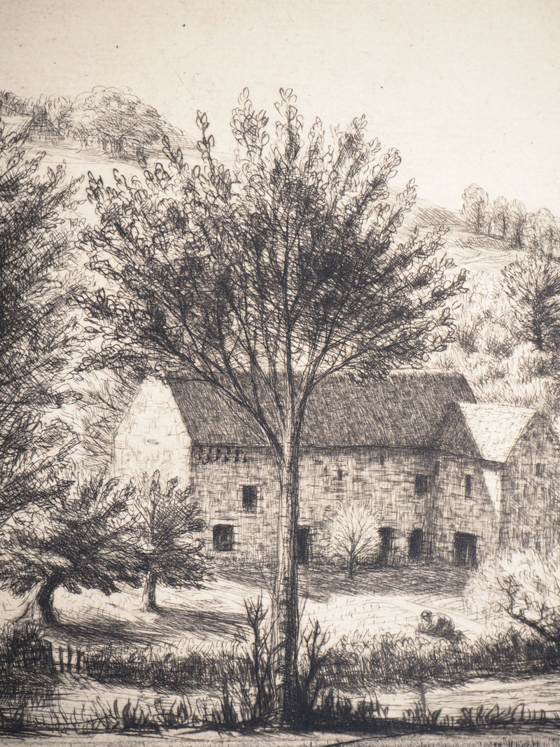 Jean FRELAUT : Occitanie : Moulin de Bernard - Gravure (détail)
