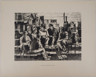 Eugène FREY : La vie ouvrière - Lithographie (détail)