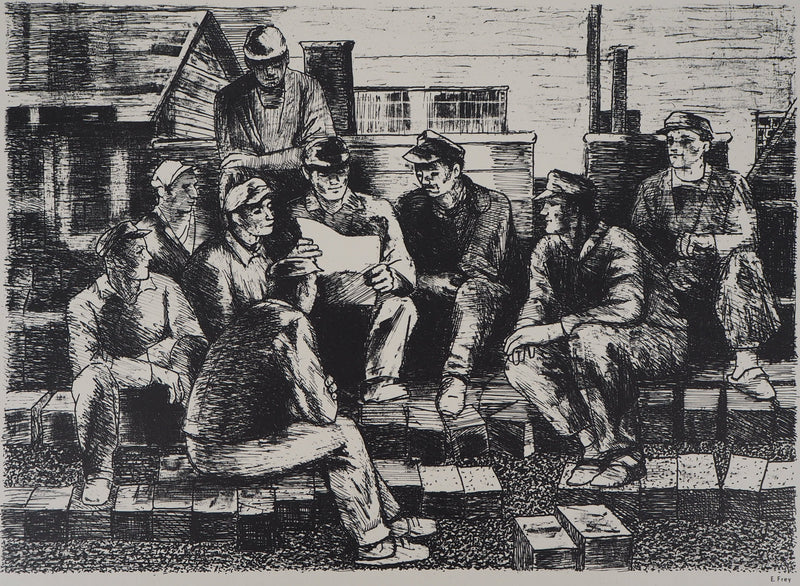 Eugène FREY : La vie ouvrière - Lithographie (détail)