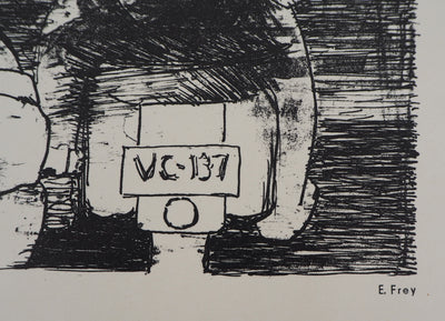Eugène FREY : La vie ouvrière - Lithographie (détail)