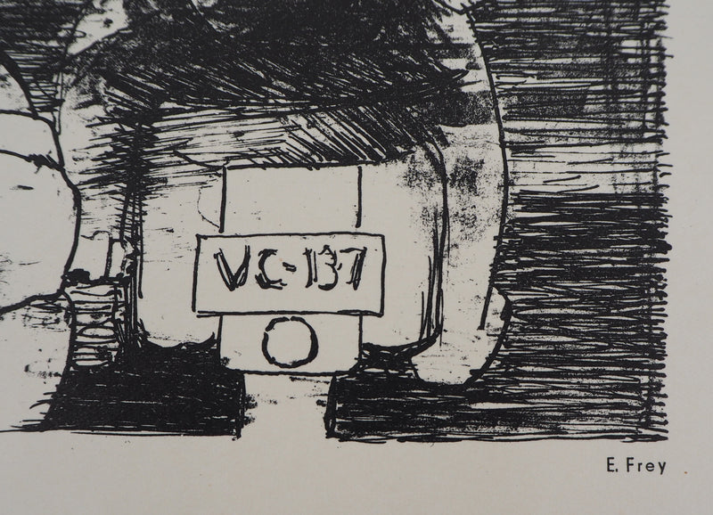 Eugène FREY : La vie ouvrière - Lithographie (détail)