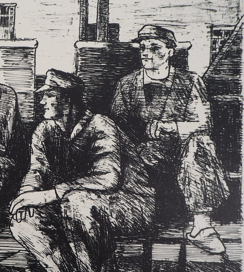 Eugène FREY : La vie ouvrière - Lithographie (détail)