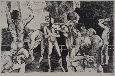 Eugène FREY : La vie ouvrière - Lithographie (détail)