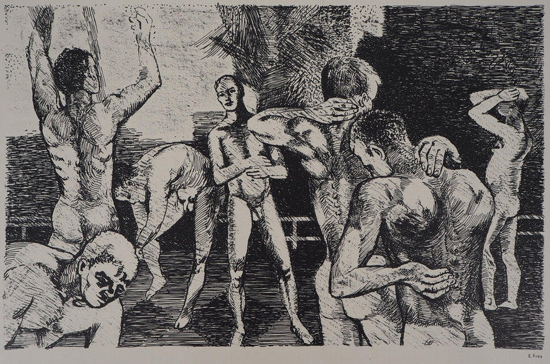 Eugène FREY : La vie ouvrière - Lithographie (détail)