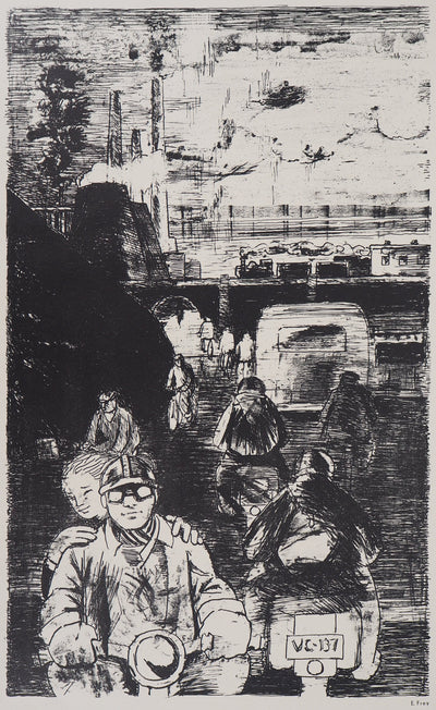 Eugène FREY : La vie ouvrière - Lithographie (détail)