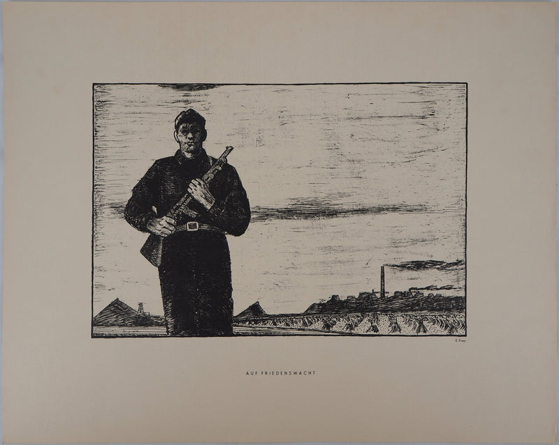 Eugène FREY : La vie de la ville - Lithographie (détail)