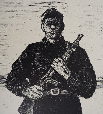 Eugène FREY : La vie de la ville - Lithographie (détail)