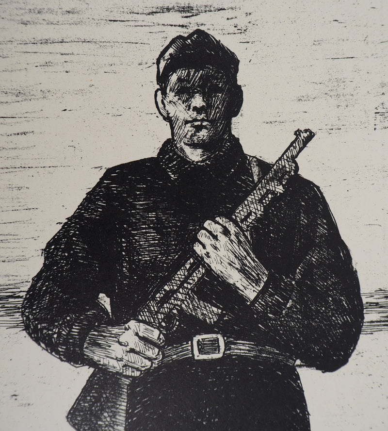 Eugène FREY : La vie de la ville - Lithographie (détail)