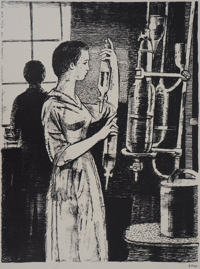 Eugène FREY : La vie de la ville - Lithographie (détail)