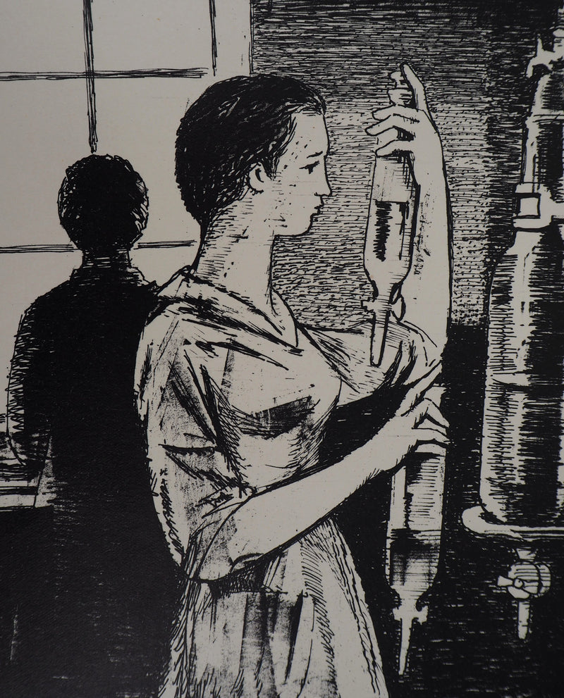 Eugène FREY : La vie de la ville - Lithographie (détail)