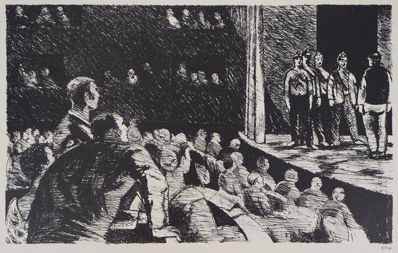 Eugène FREY : La vie de la ville - Lithographie (détail)