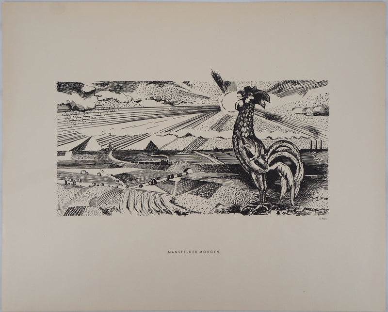 Eugène FREY : La vie de la ville - Lithographie (détail)