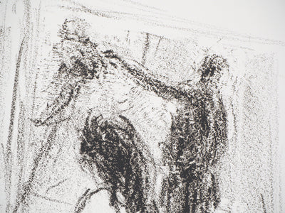 Charles GADENNE : Modèle assis de profil en face d'un miroir - Lithographie (détail)