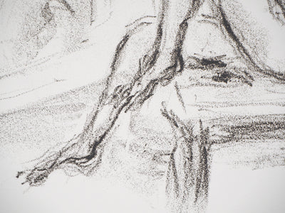 Charles GADENNE : Modèle assis de profil en face d'un miroir - Lithographie (détail)