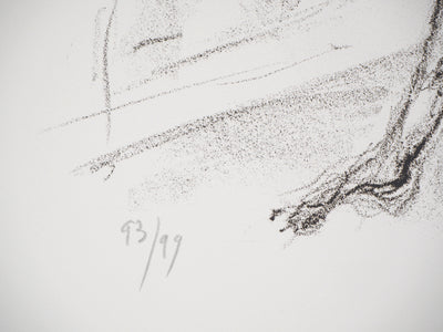 Charles GADENNE : Modèle assis de profil en face d'un miroir - Lithographie (détail)
