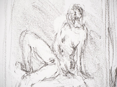 Charles GADENNE : Modèle assis de profil en face d'un miroir - Lithographie (détail)