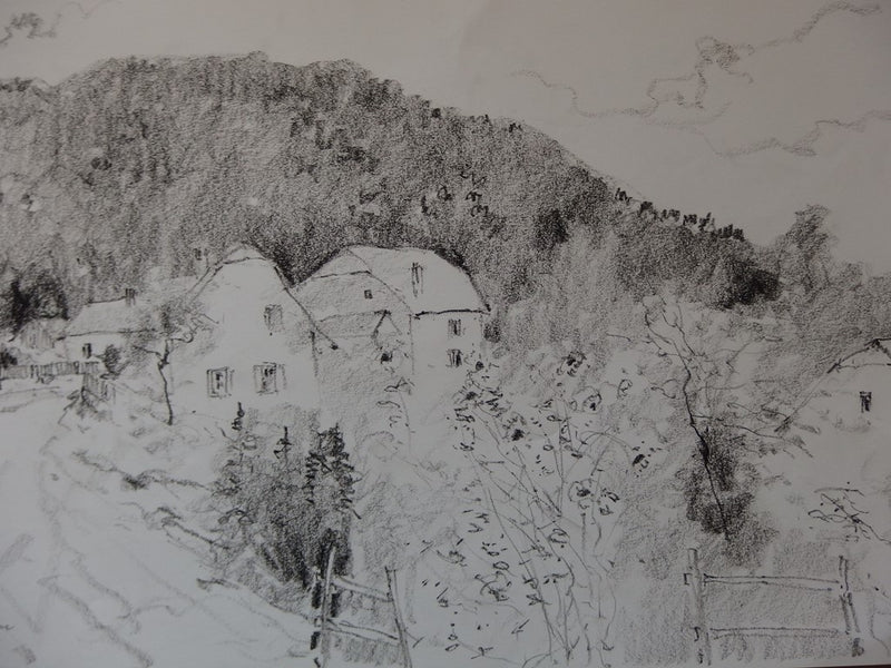 Bernard GANTNER : Chemin de village, 2005 - Dessin (détail)
