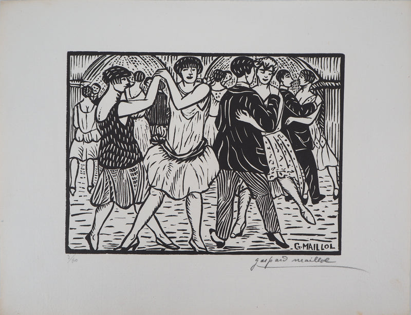 Pierre Gaspard-MAILLOL : Les danseurs du Quatier-Latin - 1929 - Gravure sur bois