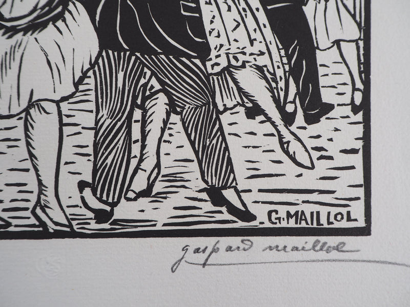 Pierre Gaspard-MAILLOL : Les danseurs du Quatier-Latin - 1929 - Gravure sur bois (détail)