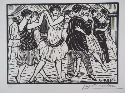 Pierre Gaspard-MAILLOL : Les danseurs du Quatier-Latin - 1929 - Gravure sur bois (détail)