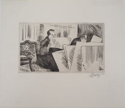 Pierre GATIER : Les amateurs d'estampes - Gravure (détail)