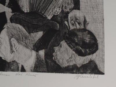 Auguste Jean GAUDIN : La goualeuse des Rues : hommage à Edith Piaf - Gravure (détail)
