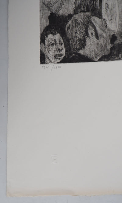 Auguste Jean GAUDIN : La goualeuse des Rues : hommage à Edith Piaf - Gravure (détail)
