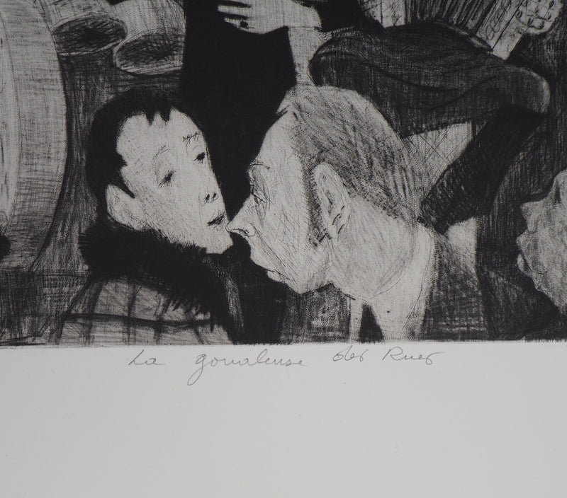 Auguste Jean GAUDIN : La goualeuse des Rues : hommage à Edith Piaf - Gravure (détail)