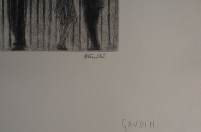 Auguste-Jean GAUDIN : Douai, la fête foraine - Lithographie (détail)
