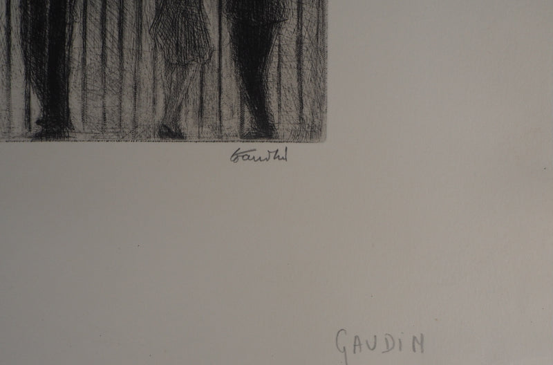 Auguste-Jean GAUDIN : Douai, la fête foraine - Lithographie (détail)