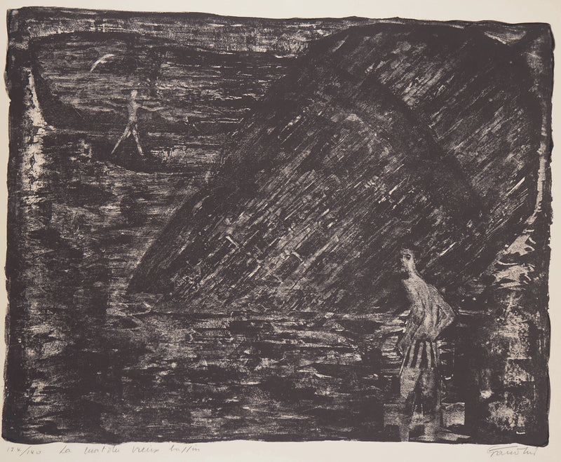 Auguste Jean GAUDIN : La mort du vieux bassin - Lithographie