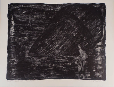 Auguste Jean GAUDIN : La mort du vieux bassin - Lithographie