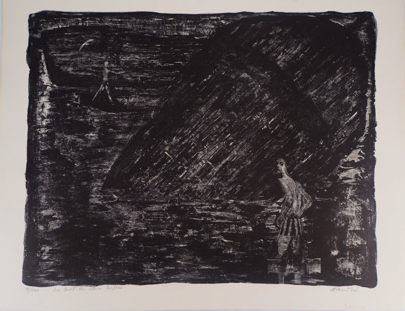 Auguste Jean GAUDIN : La mort du vieux bassin - Lithographie