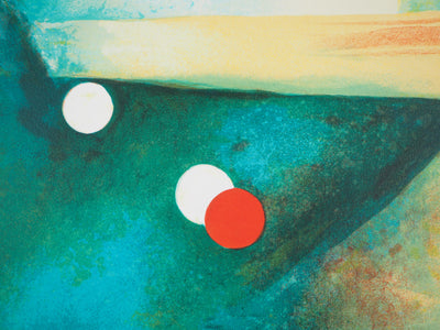 Claude GAVEAU : Bouquet au billard - Lithographie (détail)