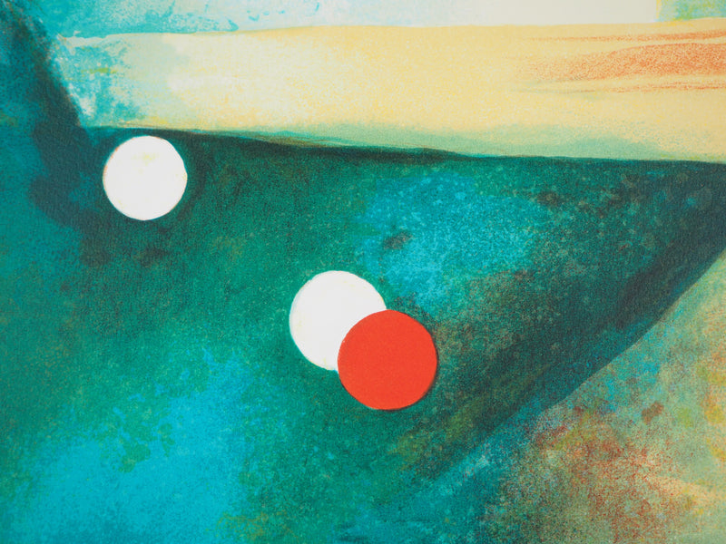 Claude GAVEAU : Bouquet au billard - Lithographie (détail)