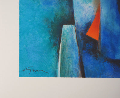 Claude GAVEAU : Bouquet de fleurs - Lithographie (détail)