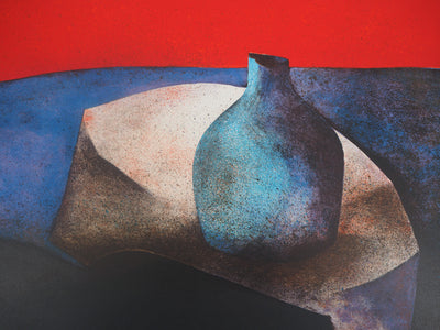 Claude GAVEAU : Nature morte au vase - Lithographie
