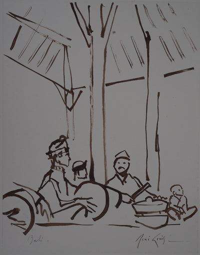 René GENIS : "Gamelan", Bali, 1975 - Dessin