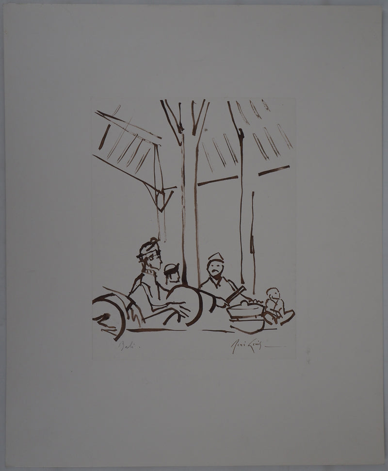 René GENIS : "Gamelan", Bali, 1975 - Dessin (détail)