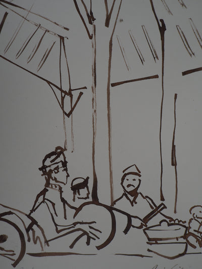 René GENIS : "Gamelan", Bali, 1975 - Dessin (détail)