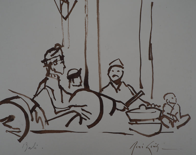 René GENIS : "Gamelan", Bali, 1975 - Dessin (détail)