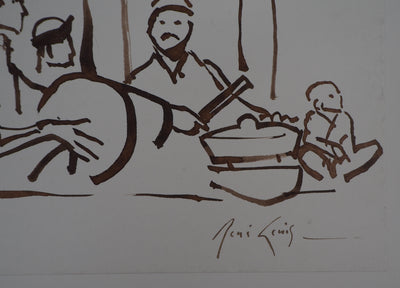 René GENIS : "Gamelan", Bali, 1975 - Dessin (détail)