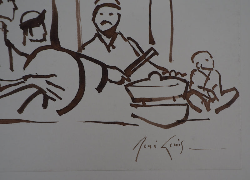 René GENIS : "Gamelan", Bali, 1975 - Dessin (détail)