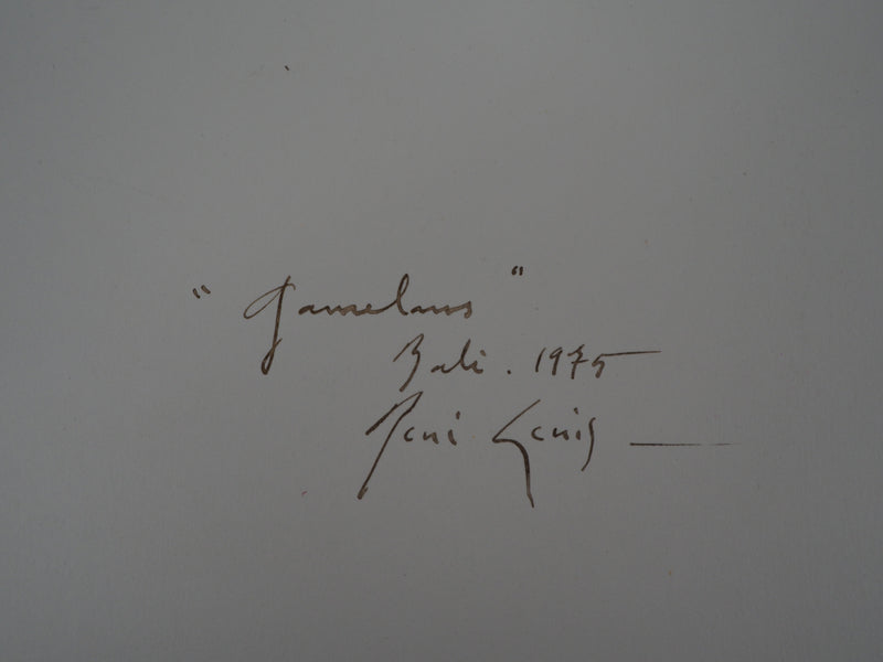 René GENIS : "Gamelan", Bali, 1975 - Dessin (détail)