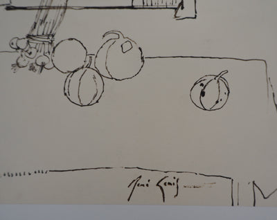René GENIS : Melons et bottes d'oignons - Dessin (détail)
