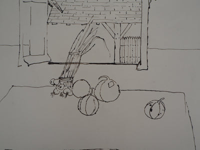 René GENIS : Melons et bottes d'oignons - Dessin (détail)