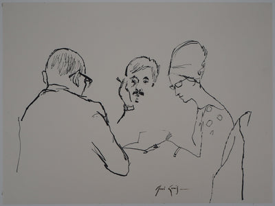 René GENIS : Trois personnages - Dessin