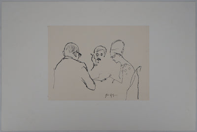 René GENIS : Trois personnages - Dessin (détail)